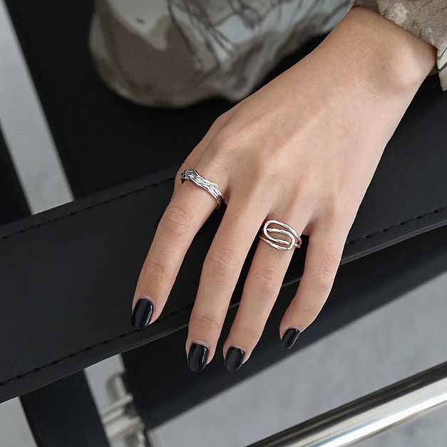 Fashion Irregular Texture 925 Sterling Silver Adjustable Ring - JEWELLY