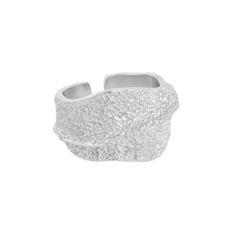 Fashion Irregular Wave Wide 925 Sterling Silver Adjustable Ring - JEWELLY