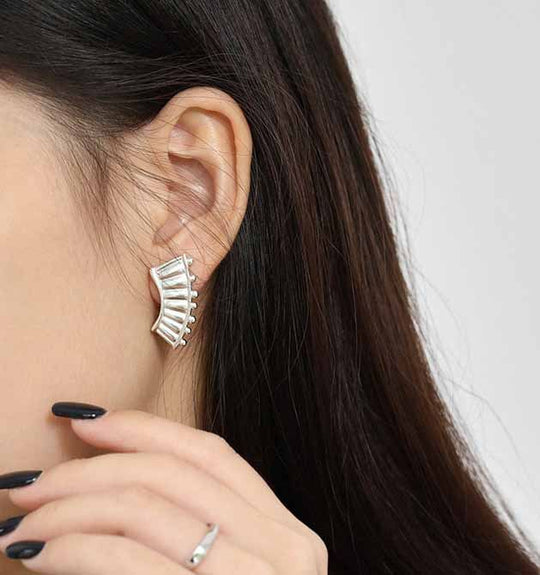 Fashion Lyre Piano 925 Sterling Silver Stud Earrings - JEWELLY