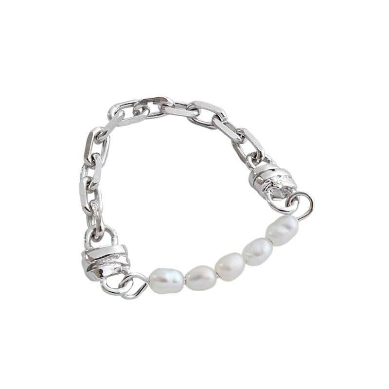 Fashion Natural Pearls Chain 925 Sterling Silver Ring - JEWELLY