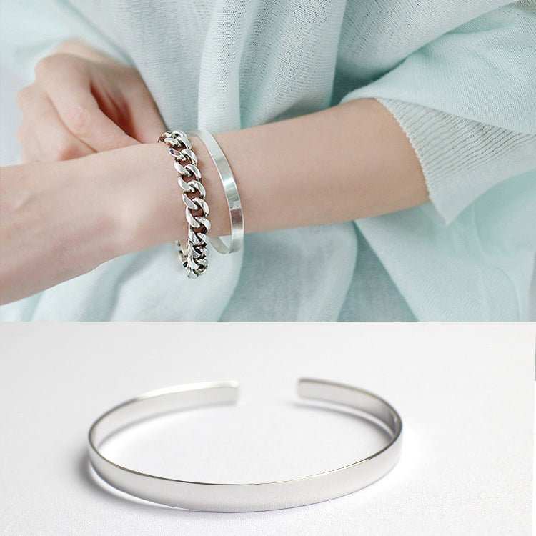 Fashion Simple Smooth Surface 925 Sterling Silver Bangle - JEWELLY