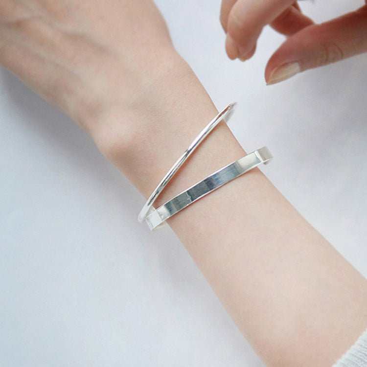 Fashion Simple Smooth Surface 925 Sterling Silver Bangle - JEWELLY