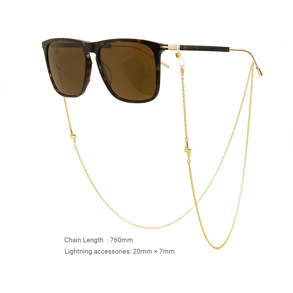 Fashion Travel item Lightning Sunglasses Eyeglass Holder 925 Sterling Silver Glasses Chain Yellow Gold Eyeglass Strap - JEWELLY