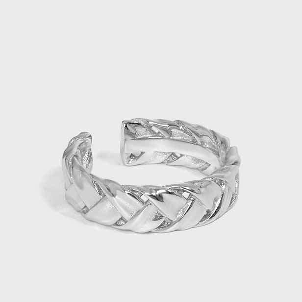 Fashion Twist Knitting 925 Sterling Silver Adjustable Ring - JEWELLY