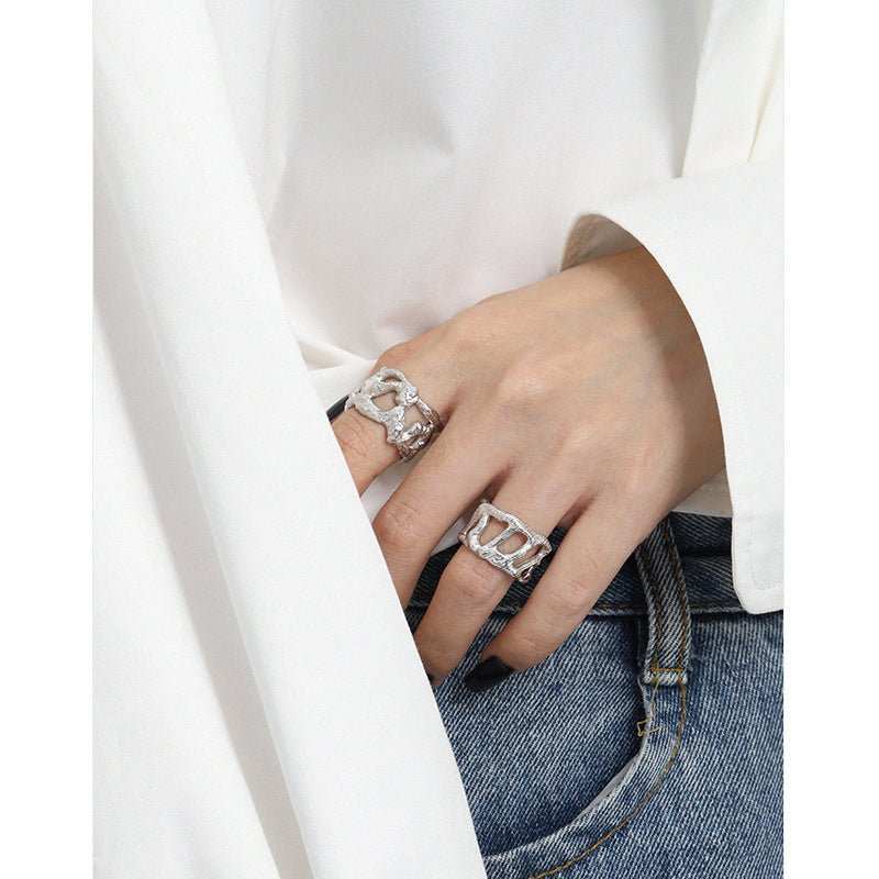 Friend's Hollow Wide 925 Sterling Silver Adjustable RingRing Top Size: 14.5mm 
Ring Diameter: 16.9mm
Metal Material: Solid 925 Sterling Silver
Metal Electroplating: Rhodium
Ring Size: Open Size/Adjustable
Total Weight: 9.JEWELLYJEWELLYHollow Wide 925 Sterling Silver Adjustable Ring