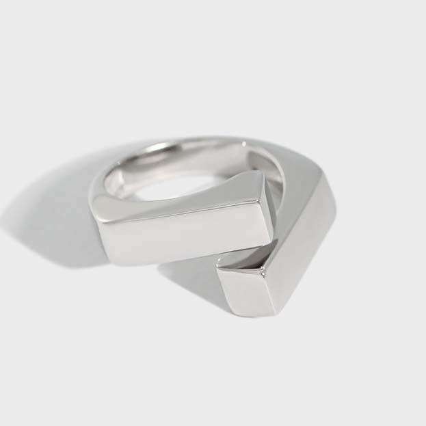 Geometry Cross 925 Sterling Silver Adjustable Ring - JEWELLY