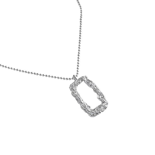 Geometry Hollow Rectangle 925 Sterling Silver Necklace - JEWELLY