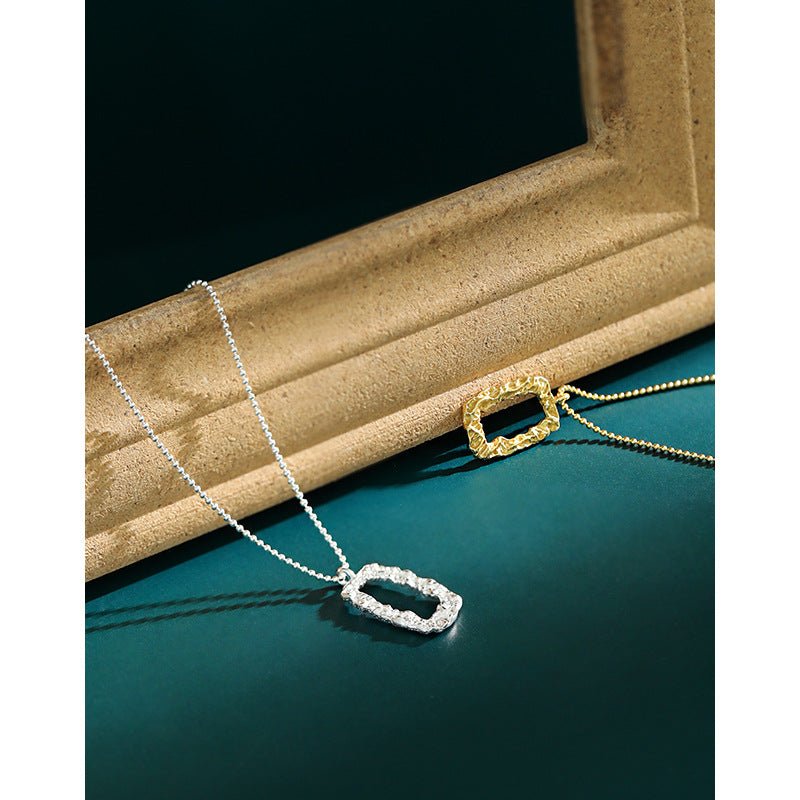 Geometry Hollow Rectangle 925 Sterling Silver Necklace - JEWELLY