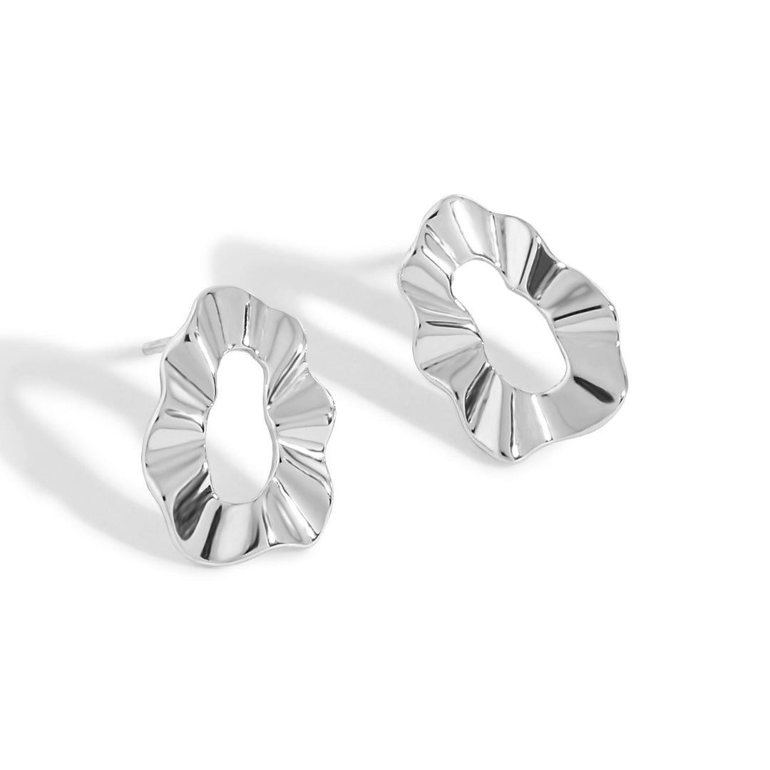 Geometry Hollow Round Wave Paper 925 Sterling Silver Stud Earrings - JEWELLY