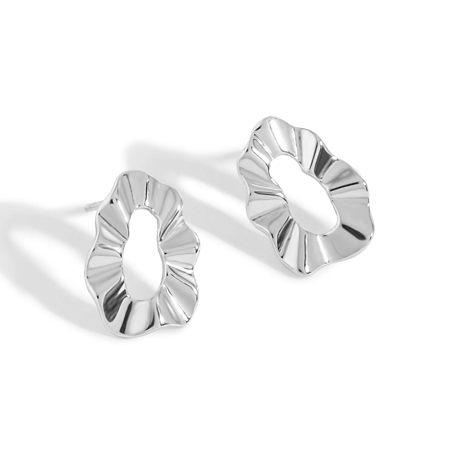 Geometry Hollow Round Wave Paper 925 Sterling Silver Stud Earrings - JEWELLY