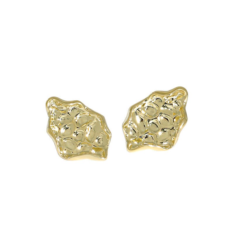 Geometry Irregular Beaten Stone 925 Sterling Silver Stud Earrings - JEWELLY