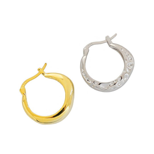 Geometry Irregular Circle Casual 925 Sterling Silver Hoop Earrings - JEWELLY