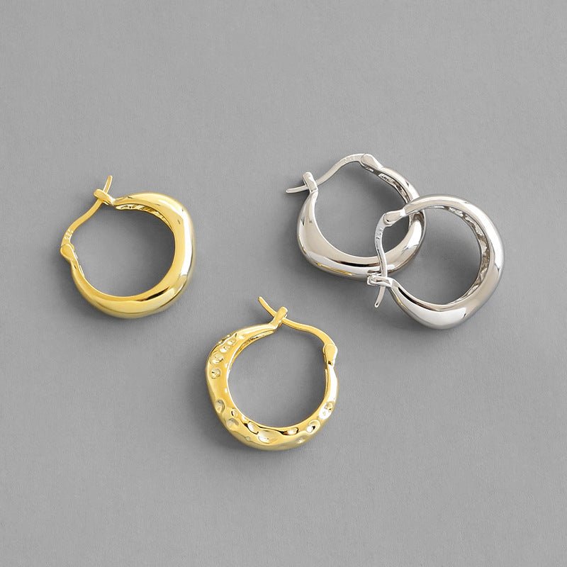 Geometry Irregular Circle Casual 925 Sterling Silver Hoop Earrings - JEWELLY