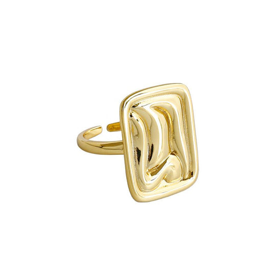 Geometry Sand Beach Aquare 925 Sterling Silver Adjustable Ring - JEWELLY