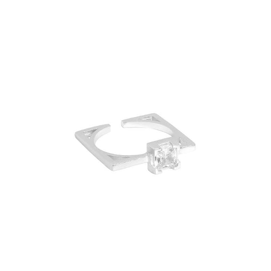 Geometry Square CZ 925 Sterling Silver Adjustable Ring - JEWELLY