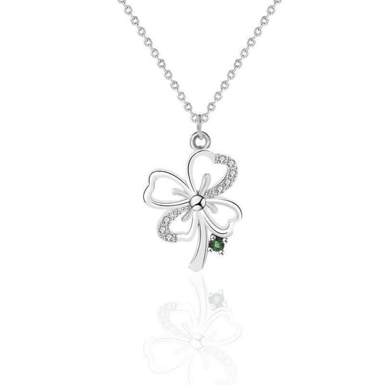 Gift CZ Four Leaf Clover 925 Sterling Silver NecklacePendant Size: 16mm * 11mm 
Metal Material: Solid 925 Sterling Silver
Accent Stone: AAA Cubic Zirconia
Metal Electroplating: 18K Yellow Gold/Rhodium
Chain Length: 400JEWELLYJEWELLYLeaf Clover 925 Sterling Silver Necklace