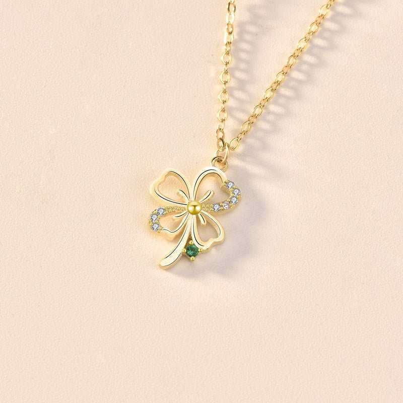 Gift CZ Four Leaf Clover 925 Sterling Silver NecklacePendant Size: 16mm * 11mm 
Metal Material: Solid 925 Sterling Silver
Accent Stone: AAA Cubic Zirconia
Metal Electroplating: 18K Yellow Gold/Rhodium
Chain Length: 400JEWELLYJEWELLYLeaf Clover 925 Sterling Silver Necklace