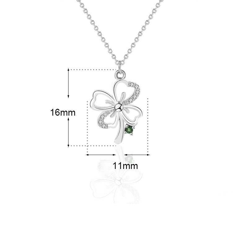 Gift CZ Four Leaf Clover 925 Sterling Silver NecklacePendant Size: 16mm * 11mm 
Metal Material: Solid 925 Sterling Silver
Accent Stone: AAA Cubic Zirconia
Metal Electroplating: 18K Yellow Gold/Rhodium
Chain Length: 400JEWELLYJEWELLYLeaf Clover 925 Sterling Silver Necklace