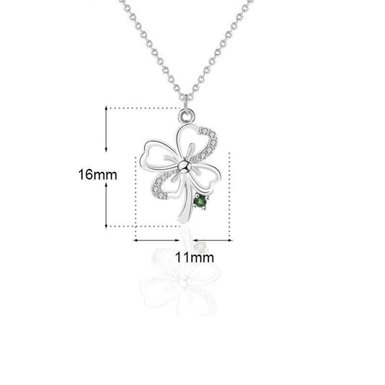 Gift CZ Four Leaf Clover 925 Sterling Silver NecklacePendant Size: 16mm * 11mm 
Metal Material: Solid 925 Sterling Silver
Accent Stone: AAA Cubic Zirconia
Metal Electroplating: 18K Yellow Gold/Rhodium
Chain Length: 400JEWELLYJEWELLYLeaf Clover 925 Sterling Silver Necklace