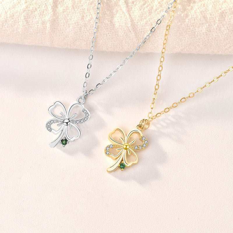 Gift CZ Four Leaf Clover 925 Sterling Silver NecklacePendant Size: 16mm * 11mm 
Metal Material: Solid 925 Sterling Silver
Accent Stone: AAA Cubic Zirconia
Metal Electroplating: 18K Yellow Gold/Rhodium
Chain Length: 400JEWELLYJEWELLYLeaf Clover 925 Sterling Silver Necklace