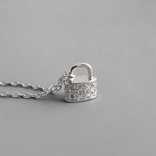 Gift CZ Lock Fashion 925 Sterling Silver Necklace - JEWELLY