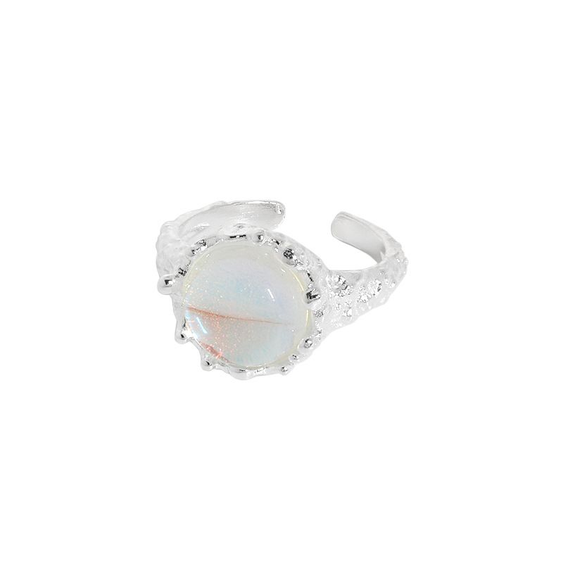 Gift Round Moonstone 925 Sterling Silver Adjustable Ring - JEWELLY