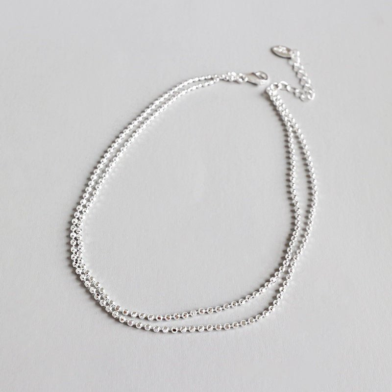 Girl Beads Chain Double Layers 925 Sterling Silver Anklet - JEWELLY