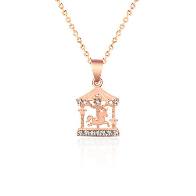 Girl CZ Merry-Go-Round Hot 925 Sterling Silver NecklacePendant Size: 12mm * 22mm 
Accent Stone: AAA Cubic Zirconia
Metal Material: Solid 925 Sterling Silver
Metal Electroplating: Rose Gold
Chain Length: 400mm + 50mm AdjuJEWELLYJEWELLY-Round Hot 925 Sterling Silver Necklace