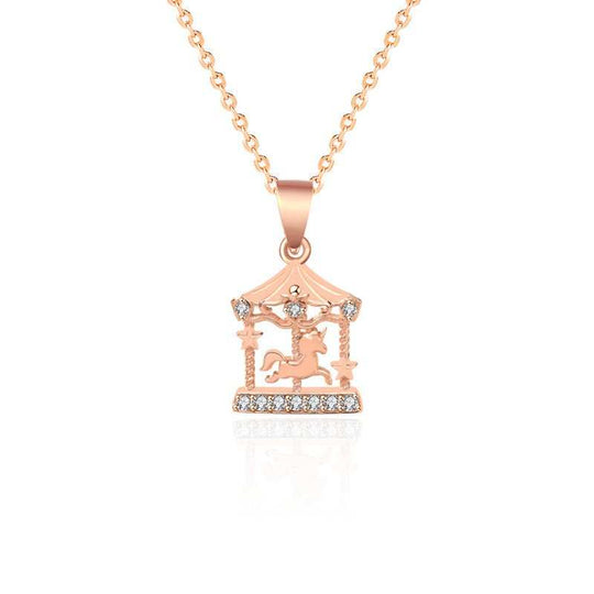 Girl CZ Merry-Go-Round Hot 925 Sterling Silver NecklacePendant Size: 12mm * 22mm 
Accent Stone: AAA Cubic Zirconia
Metal Material: Solid 925 Sterling Silver
Metal Electroplating: Rose Gold
Chain Length: 400mm + 50mm AdjuJEWELLYJEWELLY-Round Hot 925 Sterling Silver Necklace