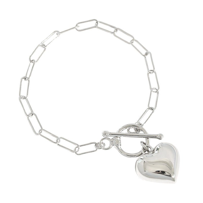 Girl Hollow Chain Heart 925 Sterling Silver Bracelet - JEWELLY