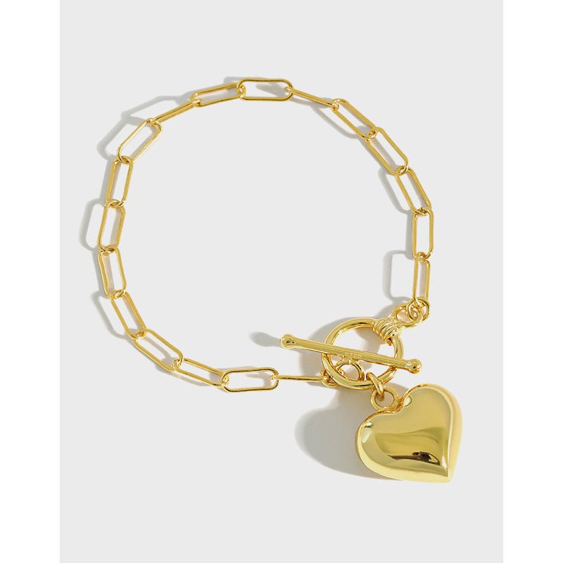 Girl Hollow Chain Heart 925 Sterling Silver Bracelet - JEWELLY