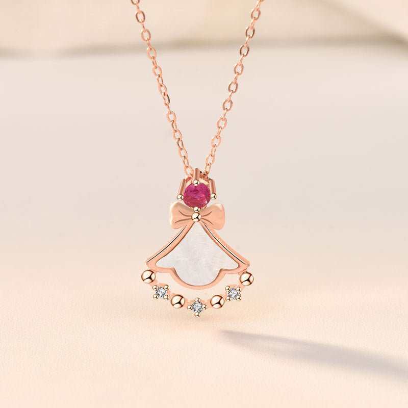 Girl Mother of Shell Pink CZ Skirt 925 Sterling Silver NecklaceMain Stone: Mother of Shell
Main Stone Quantity: 1 
Pendant Size: 31mm * 29mm 
Accent Stone: AAA Cubic Zirconia
Metal Material: Solid 925 Sterling Silver
Metal ElectJEWELLYJEWELLYShell Pink CZ Skirt 925 Sterling Silver Necklace