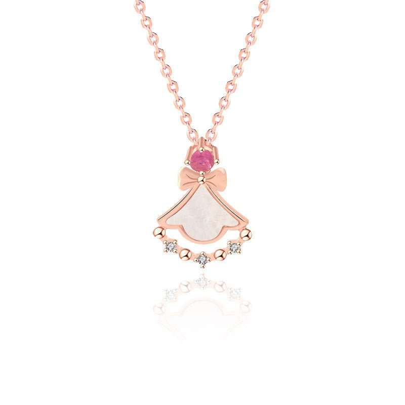 Girl Mother of Shell Pink CZ Skirt 925 Sterling Silver NecklaceMain Stone: Mother of Shell
Main Stone Quantity: 1 
Pendant Size: 31mm * 29mm 
Accent Stone: AAA Cubic Zirconia
Metal Material: Solid 925 Sterling Silver
Metal ElectJEWELLYJEWELLYShell Pink CZ Skirt 925 Sterling Silver Necklace