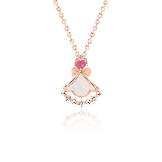 Girl Mother of Shell Pink CZ Skirt 925 Sterling Silver NecklaceMain Stone: Mother of Shell
Main Stone Quantity: 1 
Pendant Size: 31mm * 29mm 
Accent Stone: AAA Cubic Zirconia
Metal Material: Solid 925 Sterling Silver
Metal ElectJEWELLYJEWELLYShell Pink CZ Skirt 925 Sterling Silver Necklace