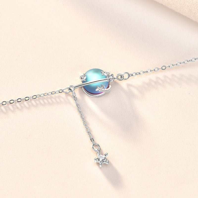 Girl Natural Moonstone Star CZ 925 Sterling Silver Bracelet - JEWELLY