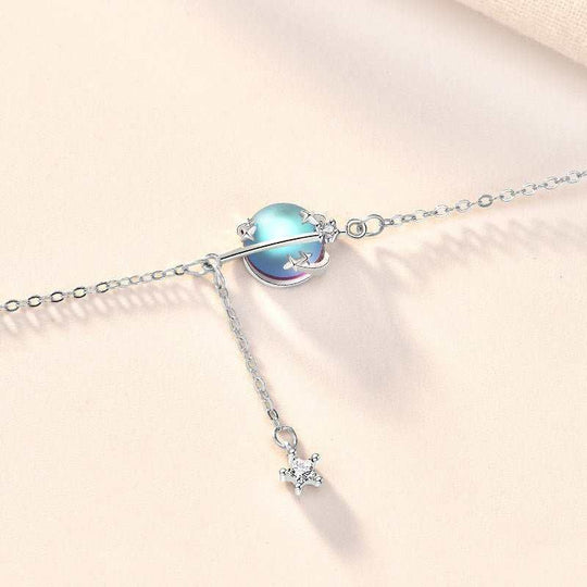 Girl Natural Moonstone Star CZ 925 Sterling Silver Bracelet - JEWELLY