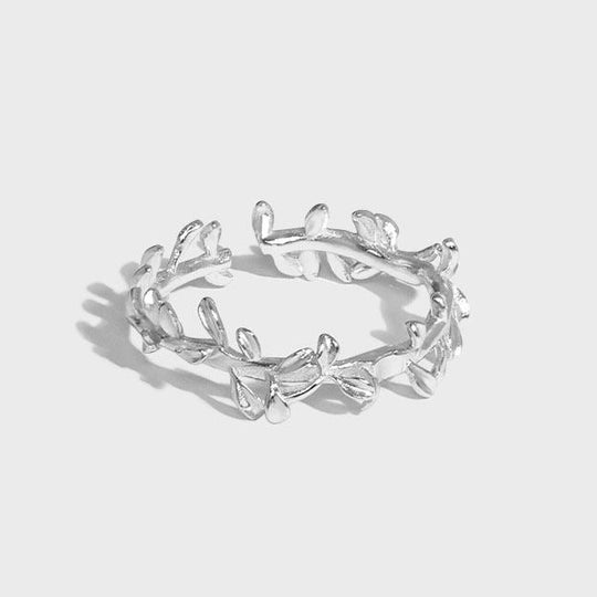 Girl Olive Branch 925 Sterling Silver Adjustable Ring - JEWELLY