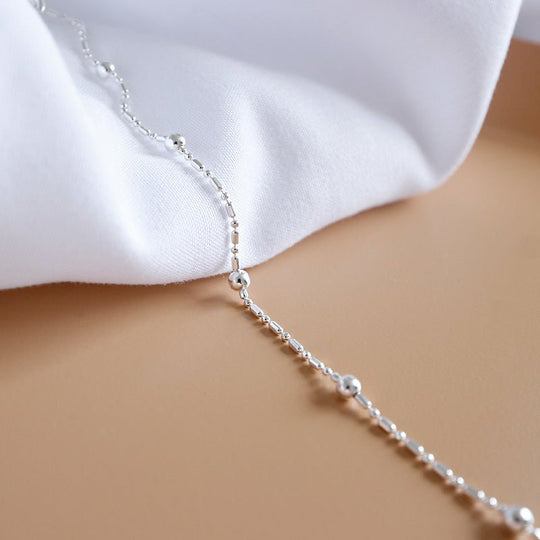 Girl Simple Tube Ball Chain 925 Sterling Silver Anklet - JEWELLY