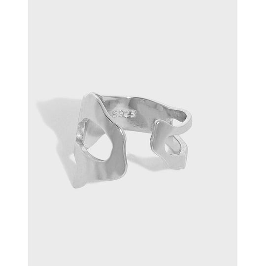 Graduation Irregular Hollow 925 Sterling Silver Adjustable Ring - JEWELLY