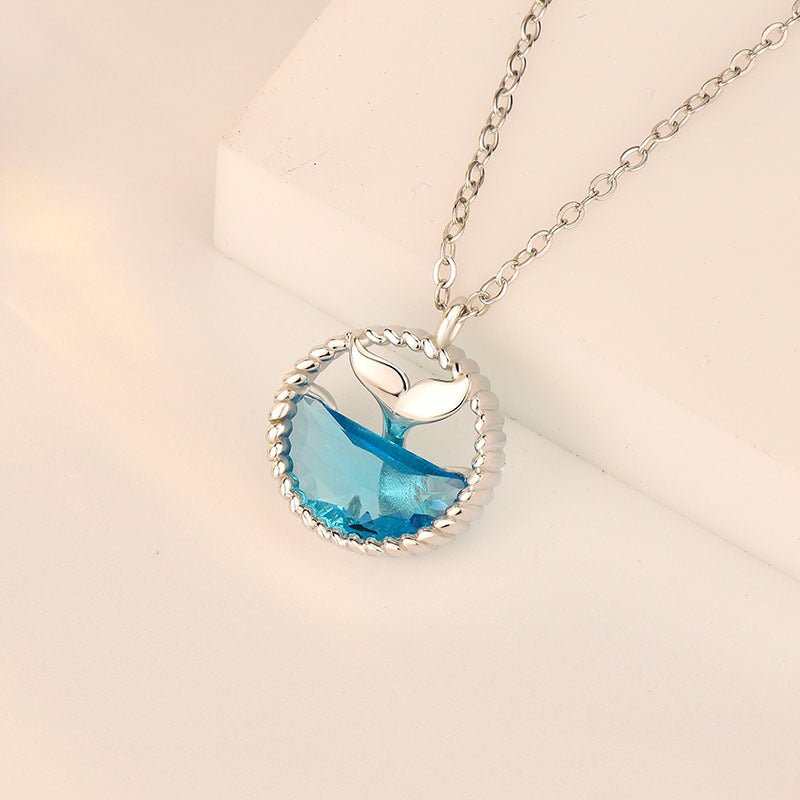 Holiday Mermaid Tears Ocean 925 Sterling Silver Necklace - JEWELLY