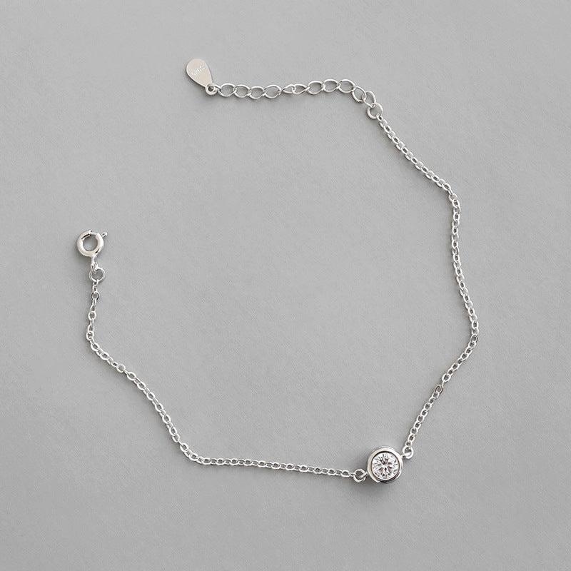 Holiday Simple Round CZ Hollow Chain 925 Sterling Silver Bracelet - JEWELLY