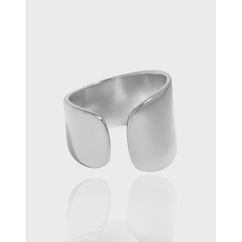 Holiday Wide Geometry Irregular 925 Sterling Silver Adjustable Ring - JEWELLY