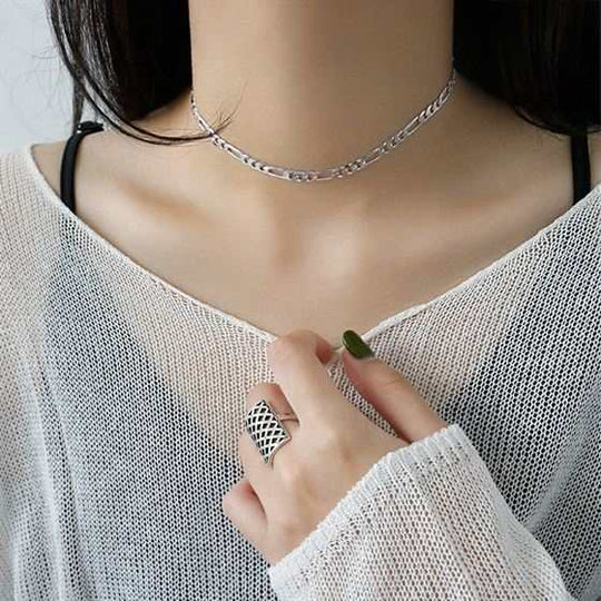 Hollow Chain Choker 925 Sterling Silver Necklace - JEWELLY