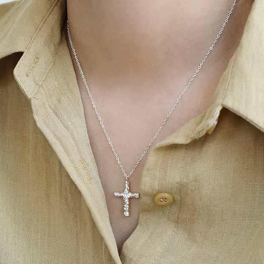 Holy Irregular Cross 925 Sterling Silver Necklace - JEWELLY