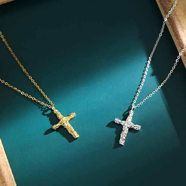 Holy Irregular Cross 925 Sterling Silver Necklace - JEWELLY