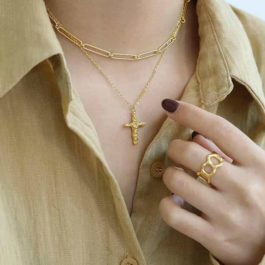 Holy Irregular Cross 925 Sterling Silver Necklace - JEWELLY