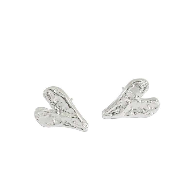 Honey Moon Irregular Heart 925 Sterling Silver Stud Earrings - JEWELLY