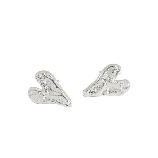 Honey Moon Irregular Heart 925 Sterling Silver Stud Earrings - JEWELLY