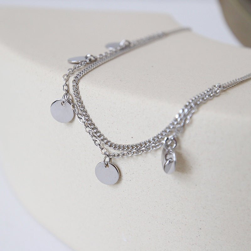 Hot Double Layers Sequins 925 Sterling Silver Anklet - JEWELLY