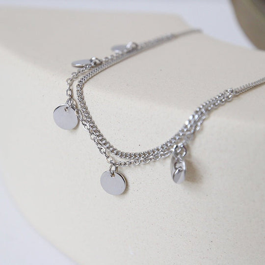 Hot Double Layers Sequins 925 Sterling Silver Anklet - JEWELLY